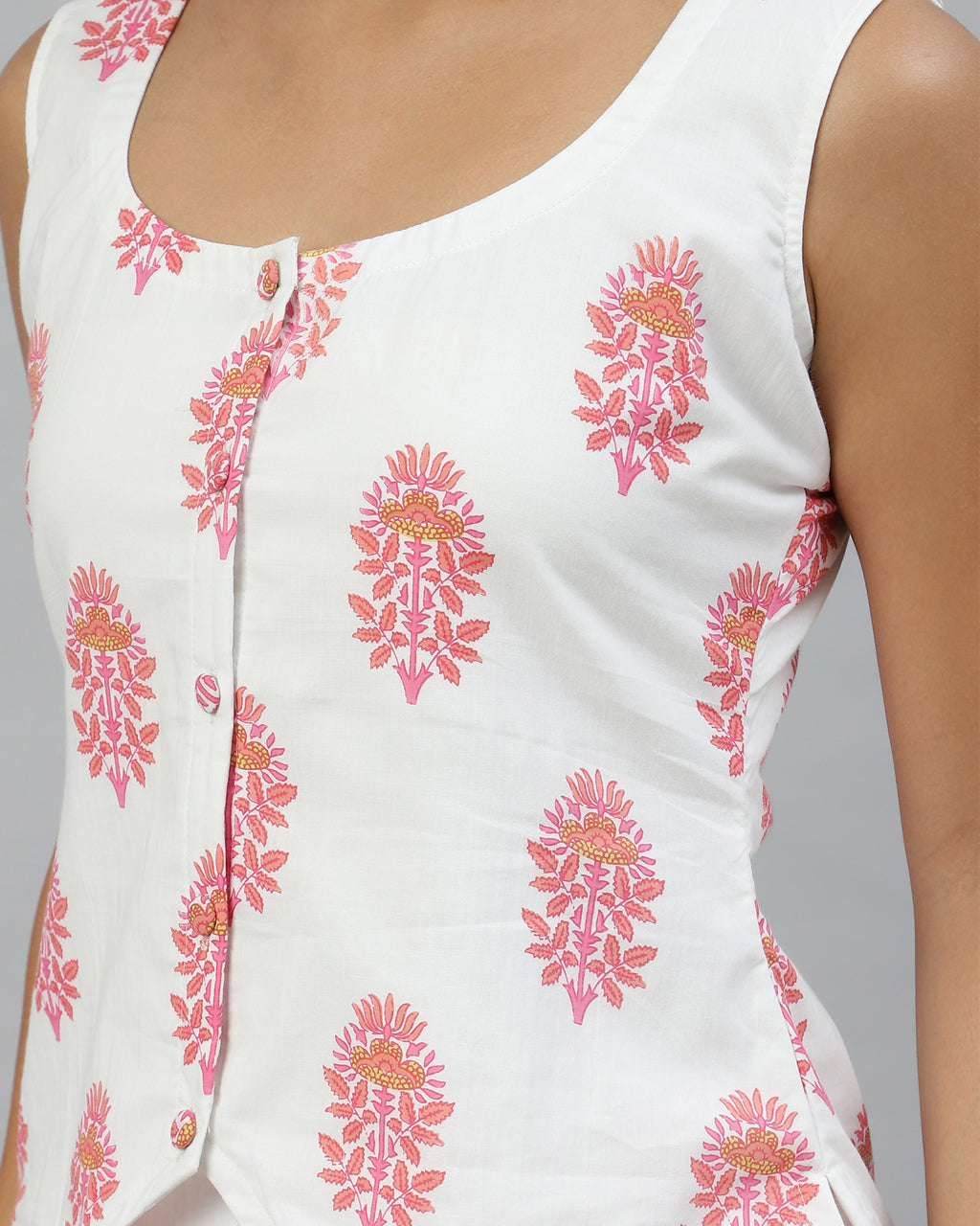 Pink Floral Vest set